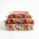Floral Porcelain Casserole Set 3 Pcs